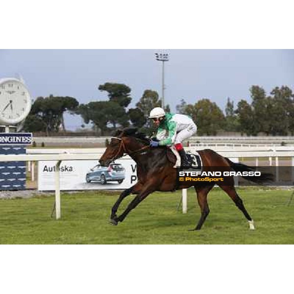 Carlo Fiocchi on Preston wins the Premio UNPCPS Rome, Capannelle racecourse 13th april 2014 ph.Domenico Savi/Grasso