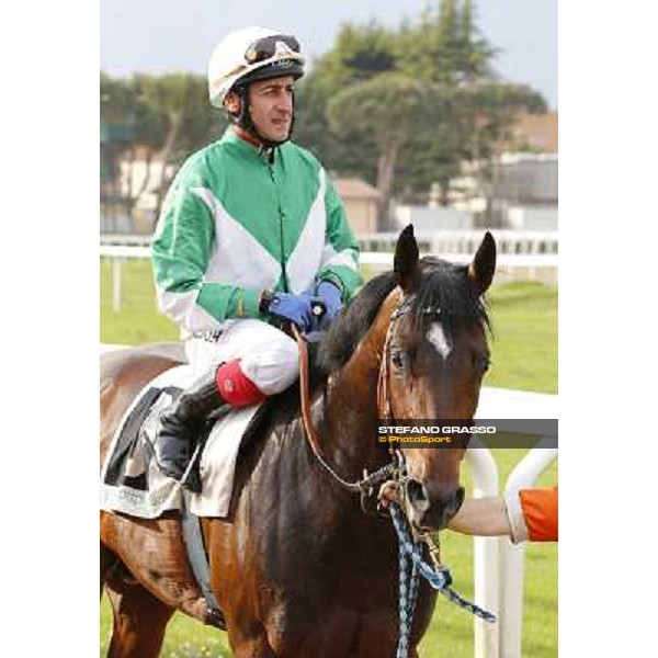Carlo Fiocchi on Preston after winning the Premio UNPCPS Rome, Capannelle racecourse 13th april 2014 ph.Domenico Savi/Grasso