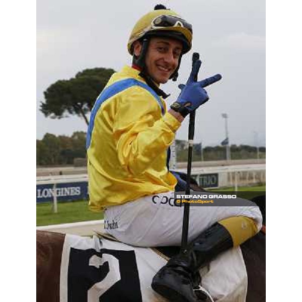 Carlo Fiocchi on Aurelio il Grande after winning the Premio Colossus Rome, Capannelle racecourse 13th april 2014 ph.Domenico Savi/Grasso