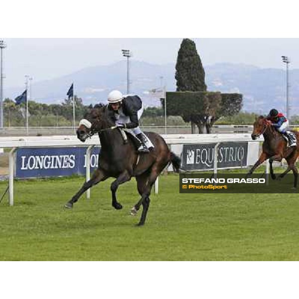 Carlo Fiocchi on Dragorama wins the Premio Marzio Roma - Capannelle racecourse,15th april 2014 ph.Domenico Savi/Grasso
