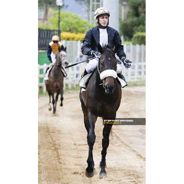 Carlo Fiocchi on Dragorama after winning the Premio Marzio Roma - Capannelle racecourse,15th april 2014 ph.Domenico Savi/Grasso