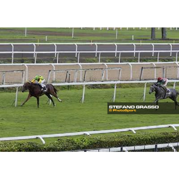 Carlo Fiocchi on Guizzo Vincente wins the Premio Bilitis Roma - Capannelle racecourse,15th april 2014 ph.Domenico Savi/Grasso