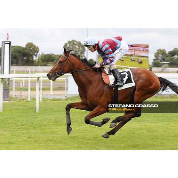Roma 27 aprile 2014 Capannelle Racecourse Premio Distant Way Djorde Perovic wince su Rito Abbreviato ph.DomenicoSavi/GRASSO