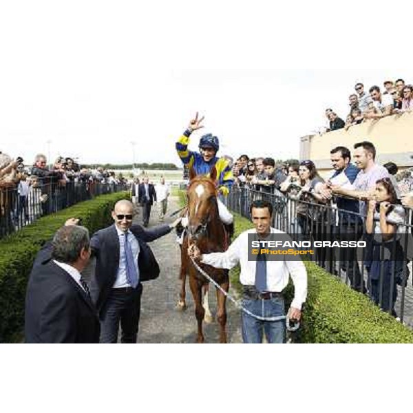 Djordje Perovic on Refuse to Bobbin wins the Premio Presidente della Repubblica GBI Racing Rome, Capannelle racecourse,11th may 2014 photo Stefano Grasso