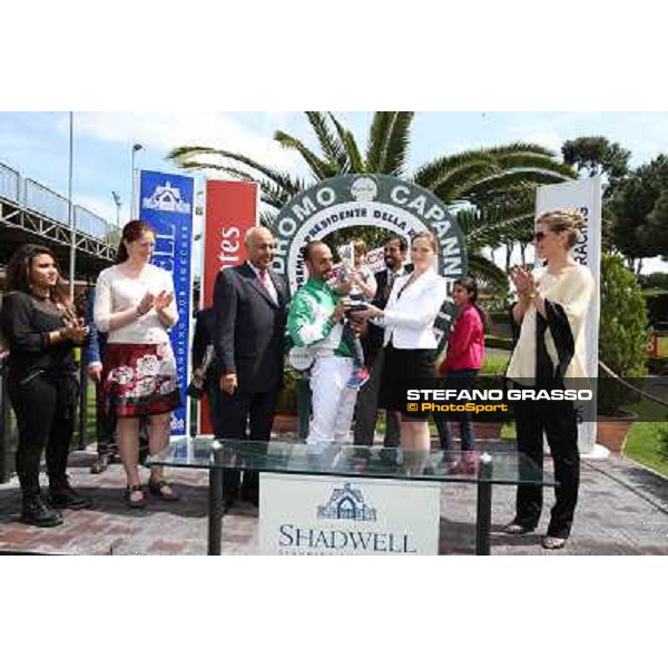 Samuele Diana on Giacas wins the Premio Misil Al Maktoum Stakes Rome, Capannelle racecourse,11th may 2014 photo Stefano Grasso