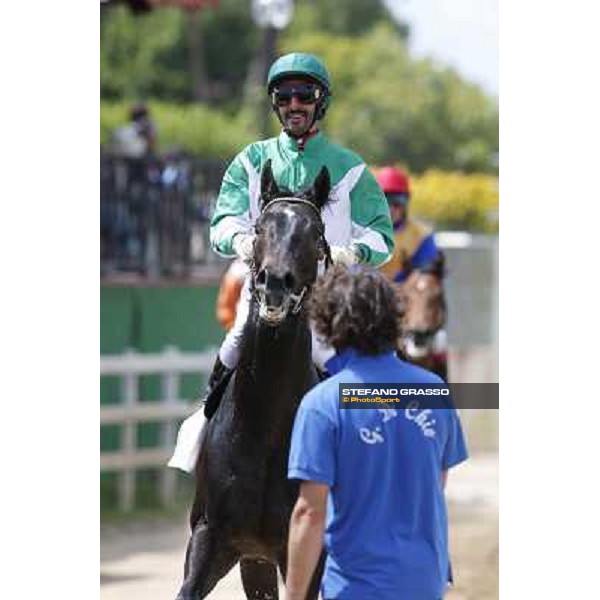 Samuele Diana on Giacas wins the Premio Misil Al Maktoum Stakes Rome, Capannelle racecourse,11th may 2014 photo Stefano Grasso