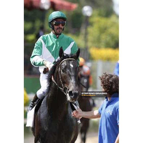 Samuele Diana on Giacas wins the Premio Misil Al Maktoum Stakes Rome, Capannelle racecourse,11th may 2014 photo Stefano Grasso