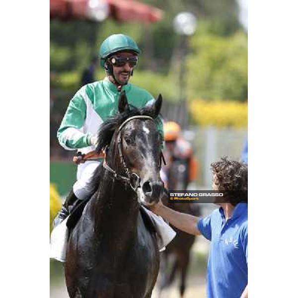 Samuele Diana on Giacas wins the Premio Misil Al Maktoum Stakes Rome, Capannelle racecourse,11th may 2014 photo Stefano Grasso