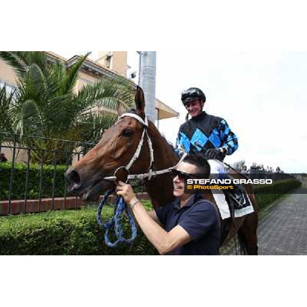 Carlo Fioccchi on Lucky Serena wins the Premio Tadolina Mem.Patrizio Galli Uae Stakes Rome, Capannelle racecourse,11th may 2014 photo Stefano Grasso