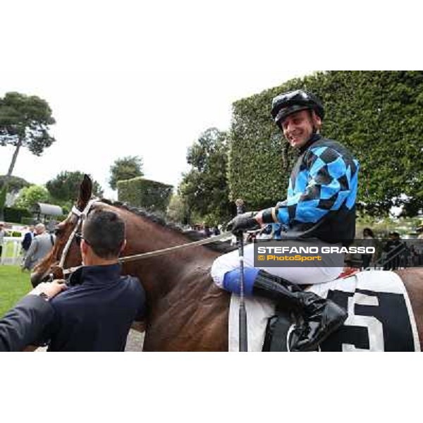 Carlo Fioccchi on Lucky Serena wins the Premio Tadolina Mem.Patrizio Galli Uae Stakes Rome, Capannelle racecourse,11th may 2014 photo Stefano Grasso