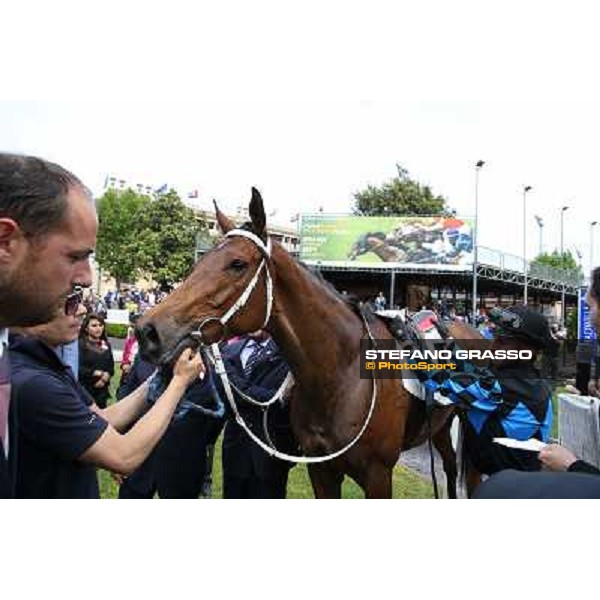 Carlo Fioccchi on Lucky Serena wins the Premio Tadolina Mem.Patrizio Galli Uae Stakes Rome, Capannelle racecourse,11th may 2014 photo Stefano Grasso