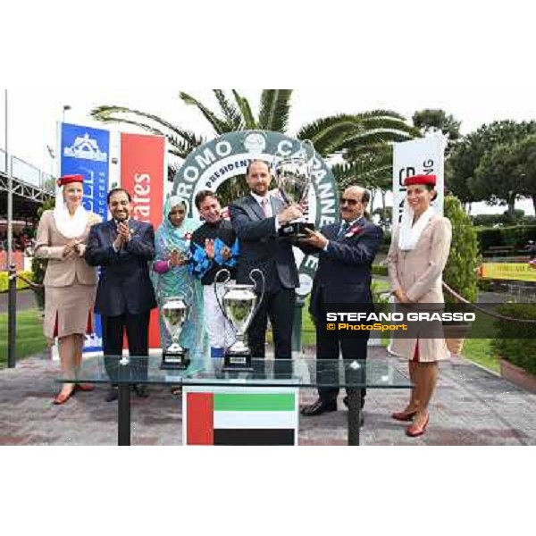 Carlo Fioccchi on Lucky Serena wins the Premio Tadolina Mem.Patrizio Galli Uae Stakes Rome, Capannelle racecourse,11th may 2014 photo Stefano Grasso