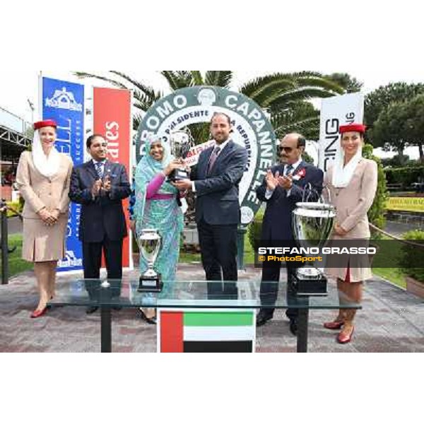 Carlo Fioccchi on Lucky Serena wins the Premio Tadolina Mem.Patrizio Galli Uae Stakes Rome, Capannelle racecourse,11th may 2014 photo Stefano Grasso