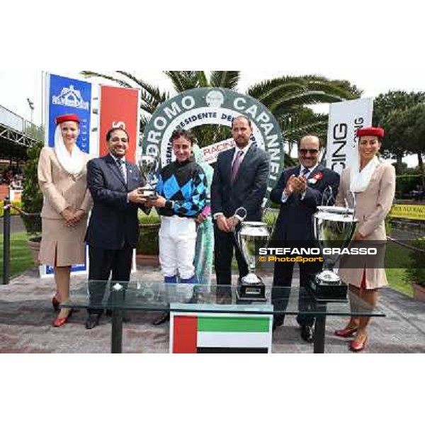 Carlo Fioccchi on Lucky Serena wins the Premio Tadolina Mem.Patrizio Galli Uae Stakes Rome, Capannelle racecourse,11th may 2014 photo Stefano Grasso