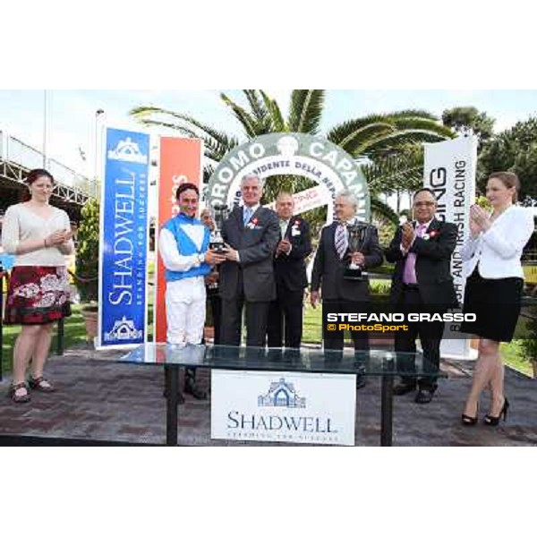 Carlo Fiocchi on Valvibrata wins the Premio Mario Perretti Mujahid Stakes Rome, Capannelle racecourse,11th may 2014 photo Stefano Grasso