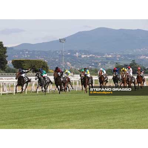 Germano Marcelli on Jelabi-PSA wins the Premio HH Sheikh Hamdan Al Maktoum Premio No Risk Al Maury Rome, Capannelle racecourse,11th may 2014 photo Stefano Grasso