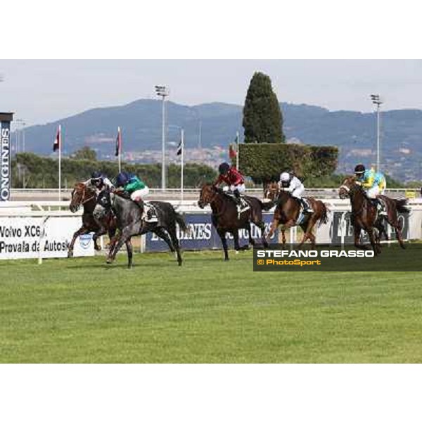 Germano Marcelli on Jelabi-PSA wins the Premio HH Sheikh Hamdan Al Maktoum Premio No Risk Al Maury Rome, Capannelle racecourse,11th may 2014 photo Stefano Grasso