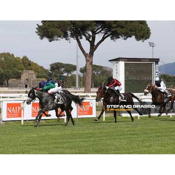 Germano Marcelli on Jelabi-PSA wins the Premio HH Sheikh Hamdan Al Maktoum Premio No Risk Al Maury Rome, Capannelle racecourse,11th may 2014 photo Stefano Grasso