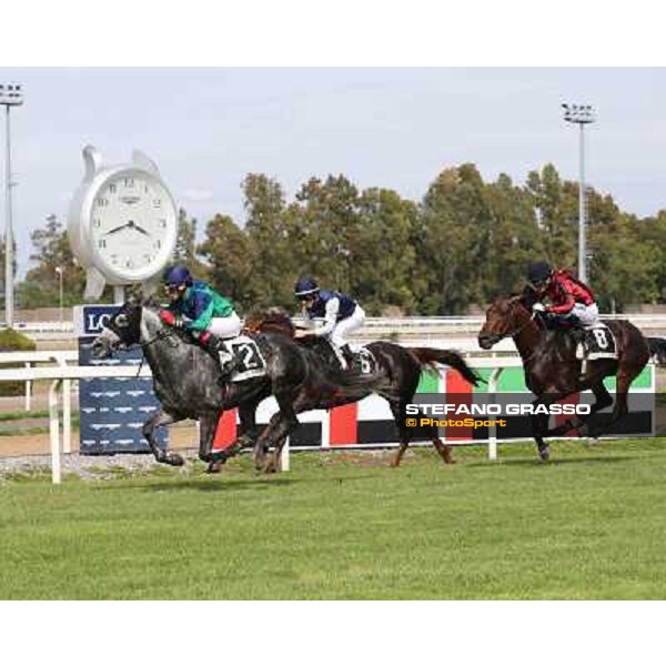 Germano Marcelli on Jelabi-PSA wins the Premio HH Sheikh Hamdan Al Maktoum Premio No Risk Al Maury Rome, Capannelle racecourse,11th may 2014 photo Stefano Grasso