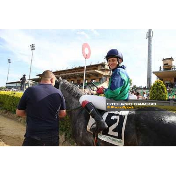 Germano Marcelli on Jelabi-PSA wins the Premio HH Sheikh Hamdan Al Maktoum Premio No Risk Al Maury Rome, Capannelle racecourse,11th may 2014 photo Stefano Grasso