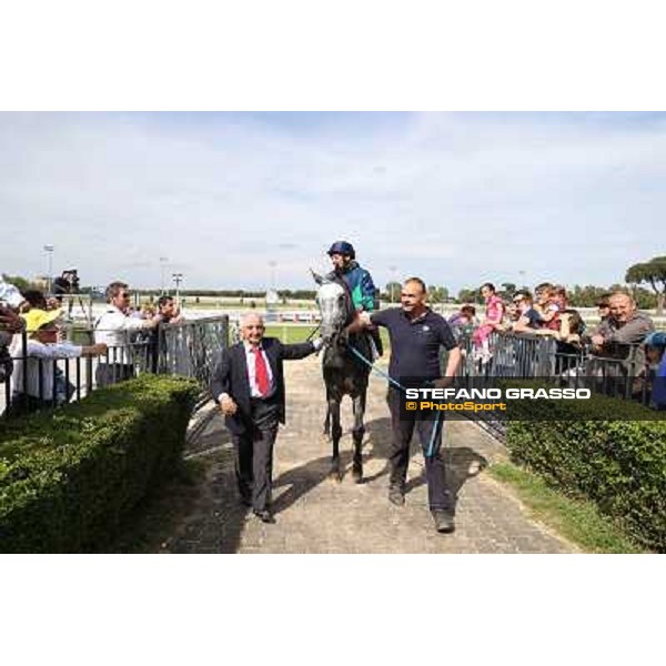 Germano Marcelli on Jelabi-PSA wins the Premio HH Sheikh Hamdan Al Maktoum Premio No Risk Al Maury Rome, Capannelle racecourse,11th may 2014 photo Stefano Grasso