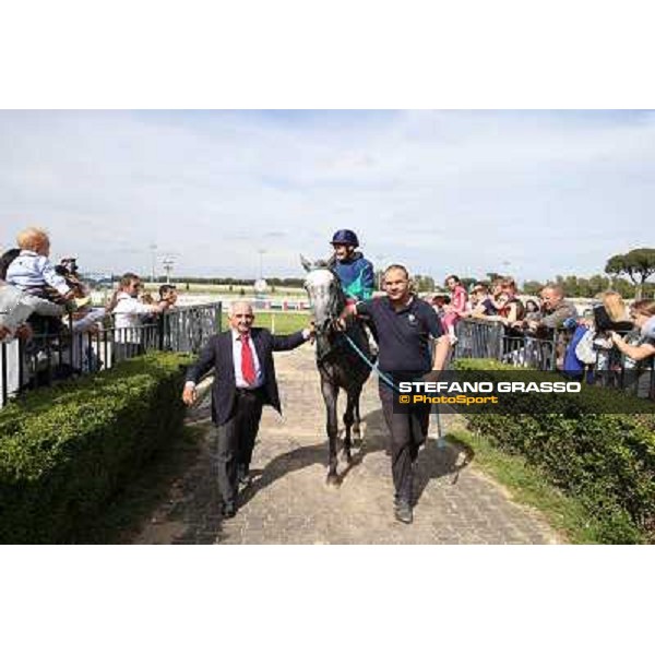 Germano Marcelli on Jelabi-PSA wins the Premio HH Sheikh Hamdan Al Maktoum Premio No Risk Al Maury Rome, Capannelle racecourse,11th may 2014 photo Stefano Grasso