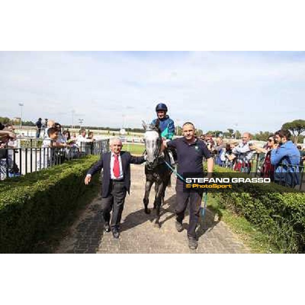 Germano Marcelli on Jelabi-PSA wins the Premio HH Sheikh Hamdan Al Maktoum Premio No Risk Al Maury Rome, Capannelle racecourse,11th may 2014 photo Stefano Grasso