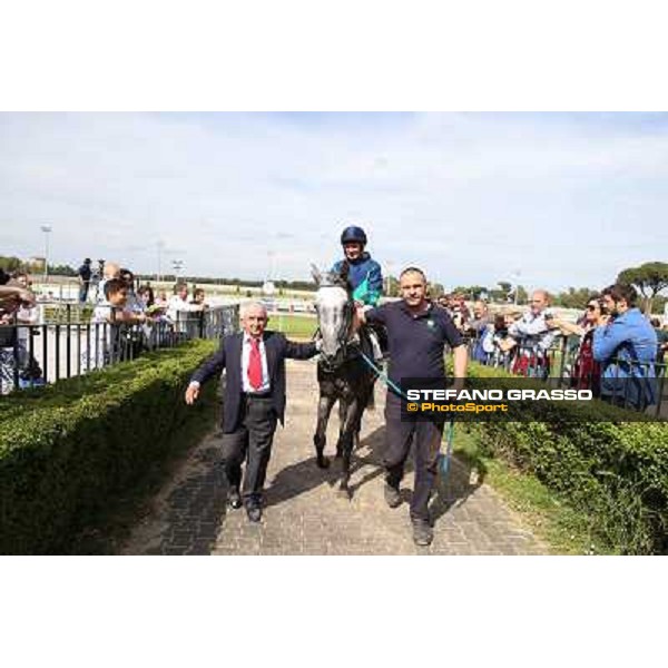 Germano Marcelli on Jelabi-PSA wins the Premio HH Sheikh Hamdan Al Maktoum Premio No Risk Al Maury Rome, Capannelle racecourse,11th may 2014 photo Stefano Grasso