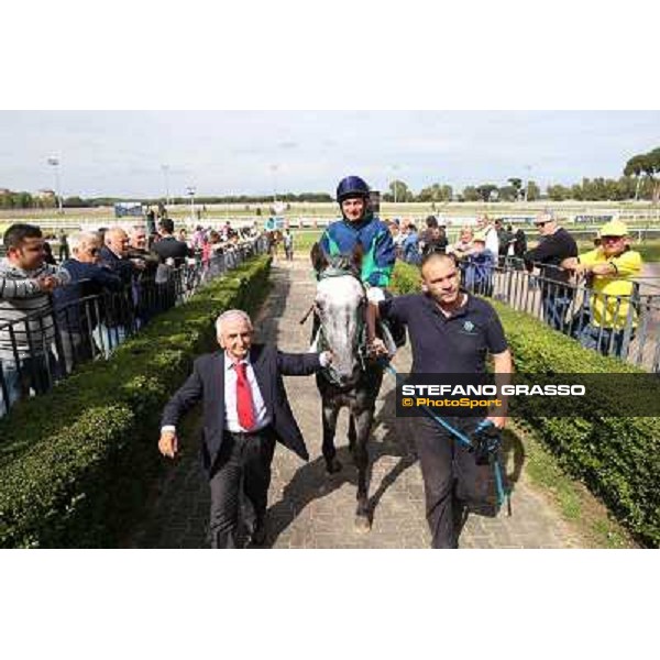 Germano Marcelli on Jelabi-PSA wins the Premio HH Sheikh Hamdan Al Maktoum Premio No Risk Al Maury Rome, Capannelle racecourse,11th may 2014 photo Stefano Grasso