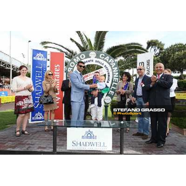 Germano Marcelli on Jelabi-PSA wins the Premio HH Sheikh Hamdan Al Maktoum Premio No Risk Al Maury Rome, Capannelle racecourse,11th may 2014 photo Stefano Grasso