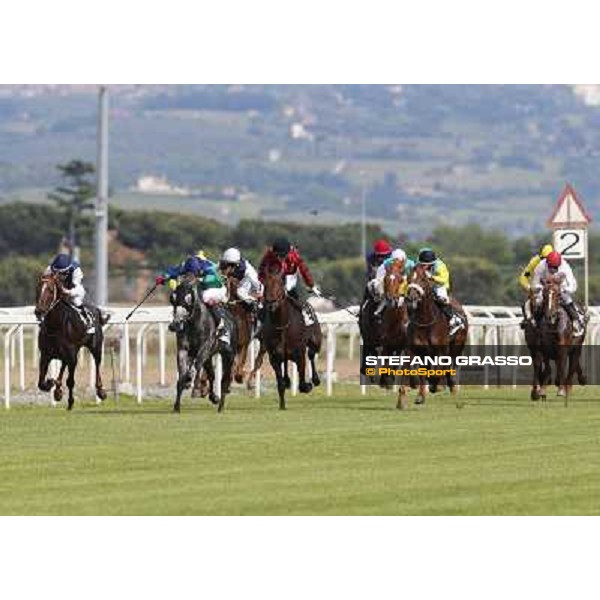 Germano Marcelli on Jelabi-PSA wins the Premio HH Sheikh Hamdan Al Maktoum Premio No Risk Al Maury Rome, Capannelle racecourse,11th may 2014 photo Stefano Grasso