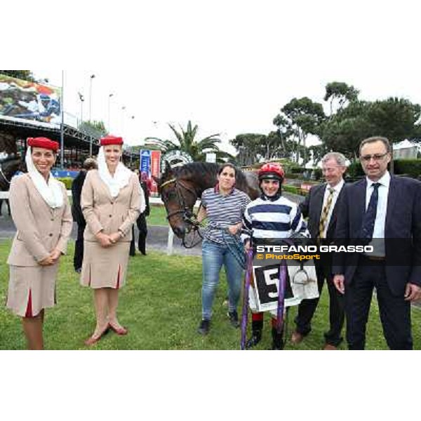 Andrea Atzeni on Marvi Thunders wins the Premio Emirates Airline Rome, Capannelle racecourse,11th may 2014 photo Stefano Grasso