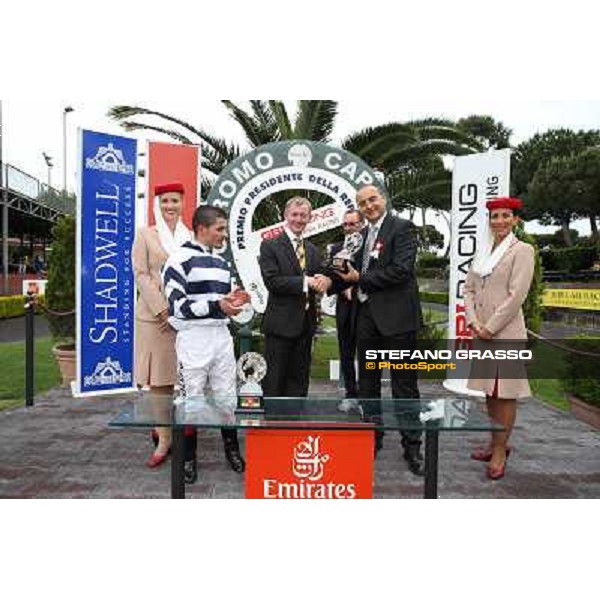 Andrea Atzeni on Marvi Thunders wins the Premio Emirates Airline Rome, Capannelle racecourse,11th may 2014 photo Stefano Grasso