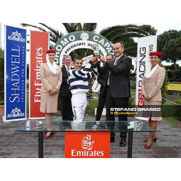 Andrea Atzeni on Marvi Thunders wins the Premio Emirates Airline Rome, Capannelle racecourse,11th may 2014 photo Stefano Grasso