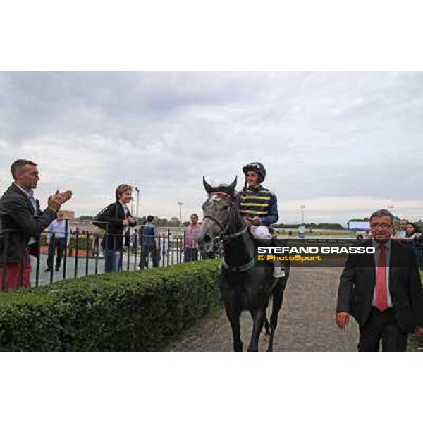 Francesco Dettori on Konkan wins the Premio Jebel Ali racecourse Rome, Capannelle racecourse,11th may 2014 photo Stefano Grasso