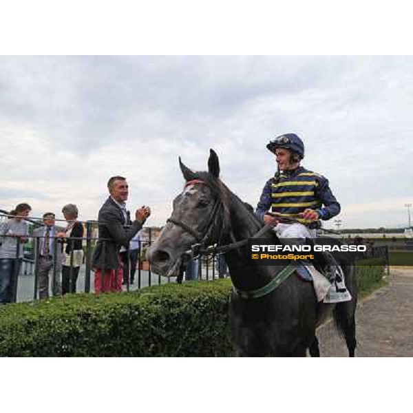 Francesco Dettori on Konkan wins the Premio Jebel Ali racecourse Rome, Capannelle racecourse,11th may 2014 photo Stefano Grasso