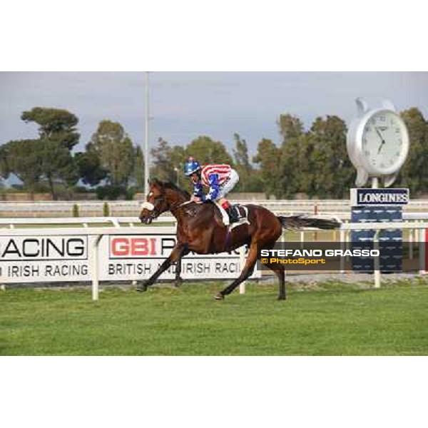 Andrea Atzeni on Cospirator wins the Premio Naip Stakes Rome, Capannelle racecourse,11th may 2014 photo Stefano Grasso