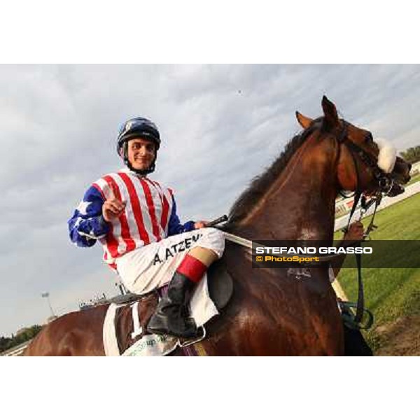 Andrea Atzeni on Cospirator wins the Premio Naip Stakes Rome, Capannelle racecourse,11th may 2014 photo Stefano Grasso