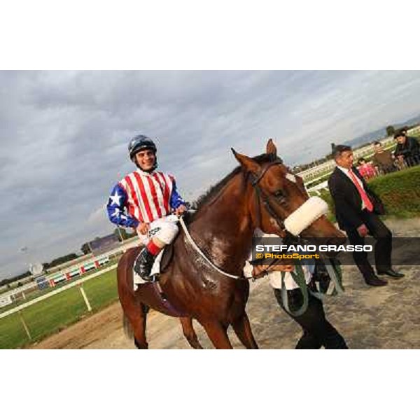 Andrea Atzeni on Cospirator wins the Premio Naip Stakes Rome, Capannelle racecourse,11th may 2014 photo Stefano Grasso