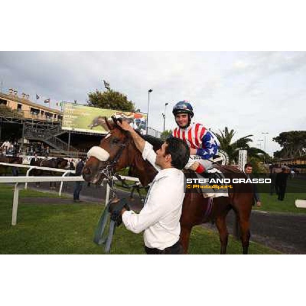 Andrea Atzeni on Cospirator wins the Premio Naip Stakes Rome, Capannelle racecourse,11th may 2014 photo Stefano Grasso