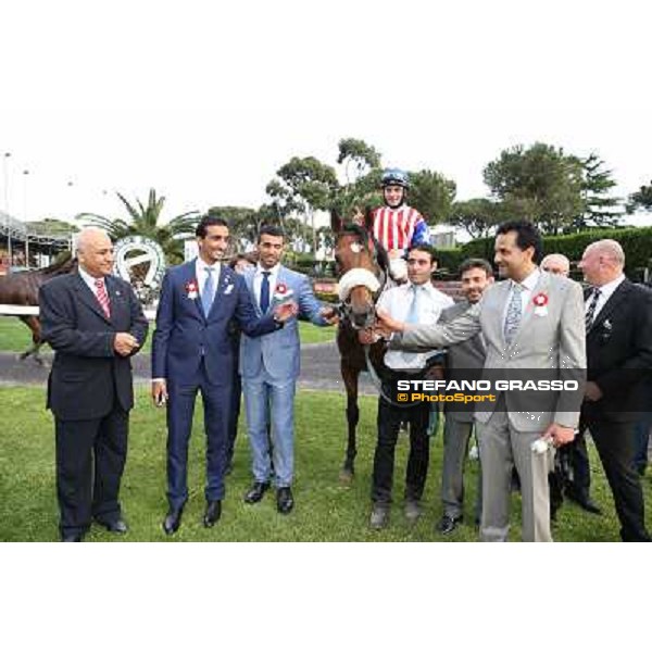 Andrea Atzeni on Cospirator wins the Premio Naip Stakes Rome, Capannelle racecourse,11th may 2014 photo Stefano Grasso