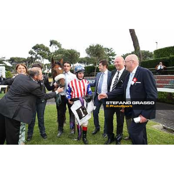 Andrea Atzeni on Cospirator wins the Premio Naip Stakes Rome, Capannelle racecourse,11th may 2014 photo Stefano Grasso