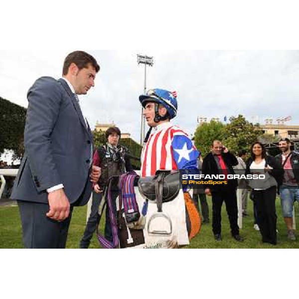 Andrea Atzeni on Cospirator wins the Premio Naip Stakes Rome, Capannelle racecourse,11th may 2014 photo Stefano Grasso