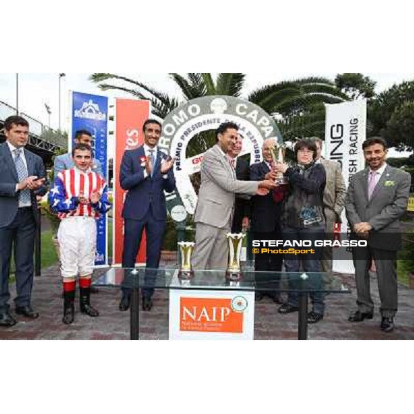 Andrea Atzeni on Cospirator wins the Premio Naip Stakes Rome, Capannelle racecourse,11th may 2014 photo Stefano Grasso