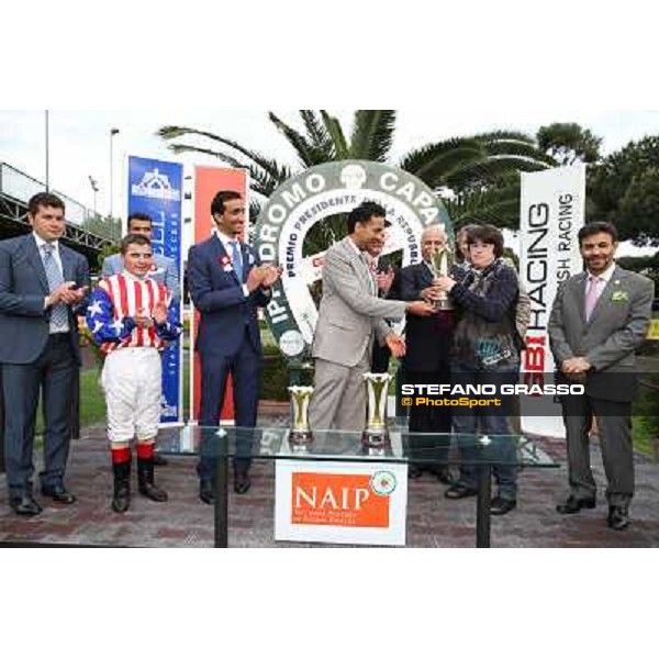 Andrea Atzeni on Cospirator wins the Premio Naip Stakes Rome, Capannelle racecourse,11th may 2014 photo Stefano Grasso