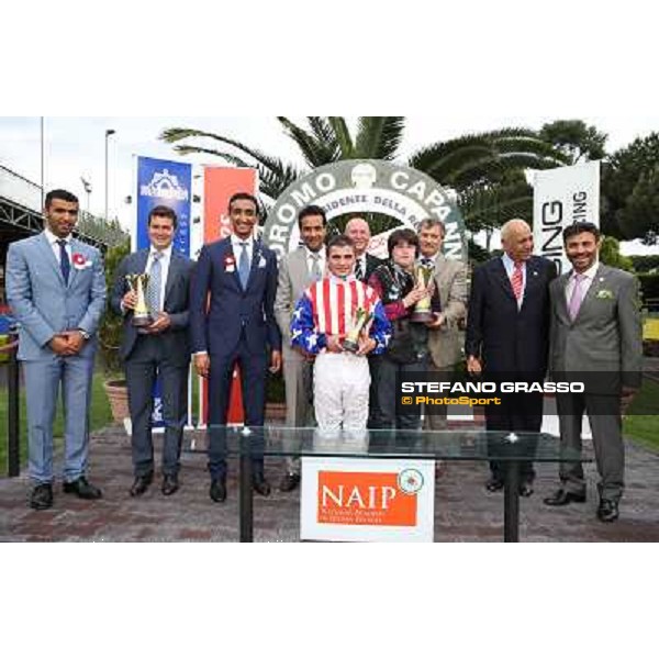 Andrea Atzeni on Cospirator wins the Premio Naip Stakes Rome, Capannelle racecourse,11th may 2014 photo Stefano Grasso