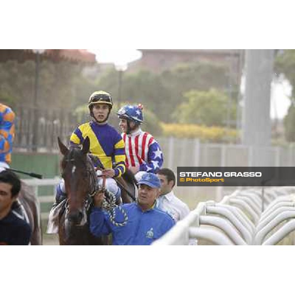 Andrea Atzeni on Cospirator wins the Premio Naip Stakes Rome, Capannelle racecourse,11th may 2014 photo Stefano Grasso