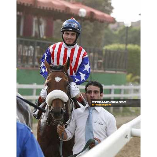 Andrea Atzeni on Cospirator wins the Premio Naip Stakes Rome, Capannelle racecourse,11th may 2014 photo Stefano Grasso