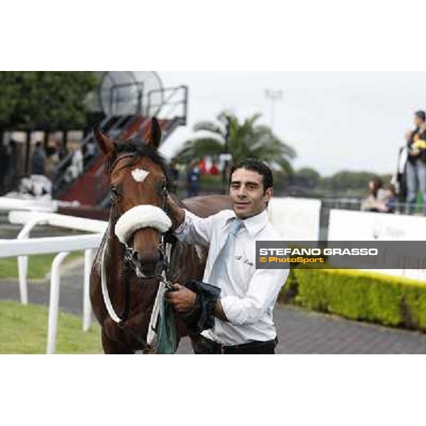 Andrea Atzeni on Cospirator wins the Premio Naip Stakes Rome, Capannelle racecourse,11th may 2014 photo Stefano Grasso