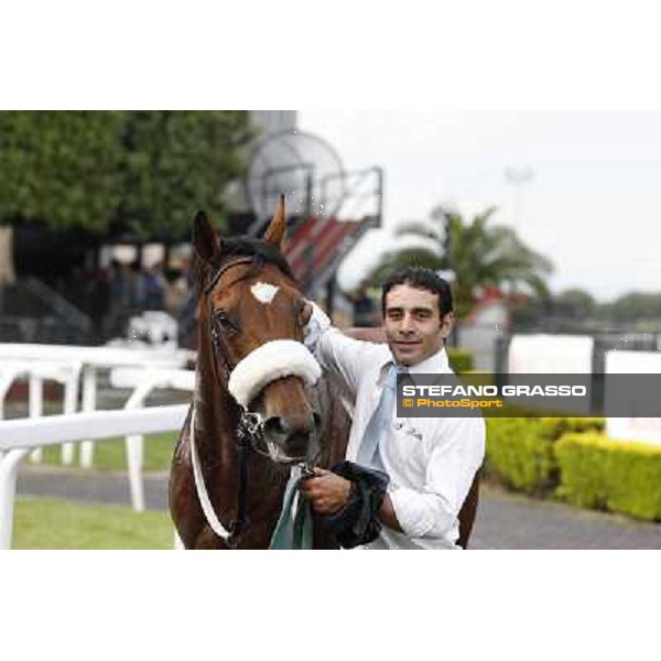 Andrea Atzeni on Cospirator wins the Premio Naip Stakes Rome, Capannelle racecourse,11th may 2014 photo Stefano Grasso